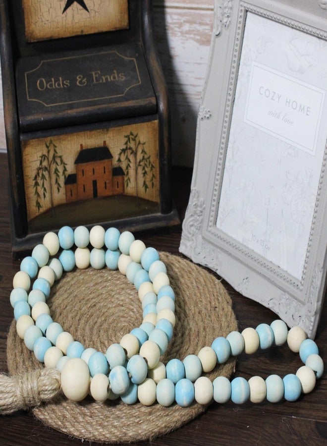 VKSG 2 Pack Wood Bead Curtain Tiebacks for Bedroom Decor Boho Farmhouse Rustic Decor, Baby Nursery Decor Curtain Holdbacks Tie Backs, Blue - Image 5